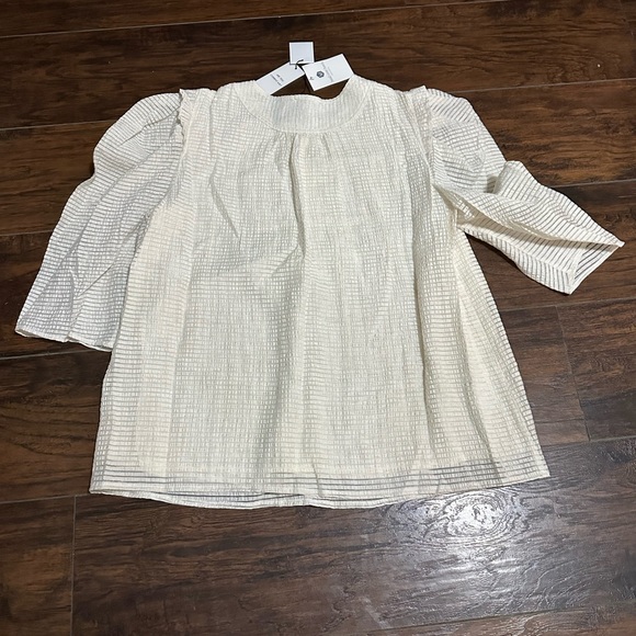 Current Air Puff sleeve bib striped blouse - Picture 3 of 5